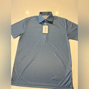 Collars & Co Men’s English Spread Collar Blue & White Geometric Shirt. Small